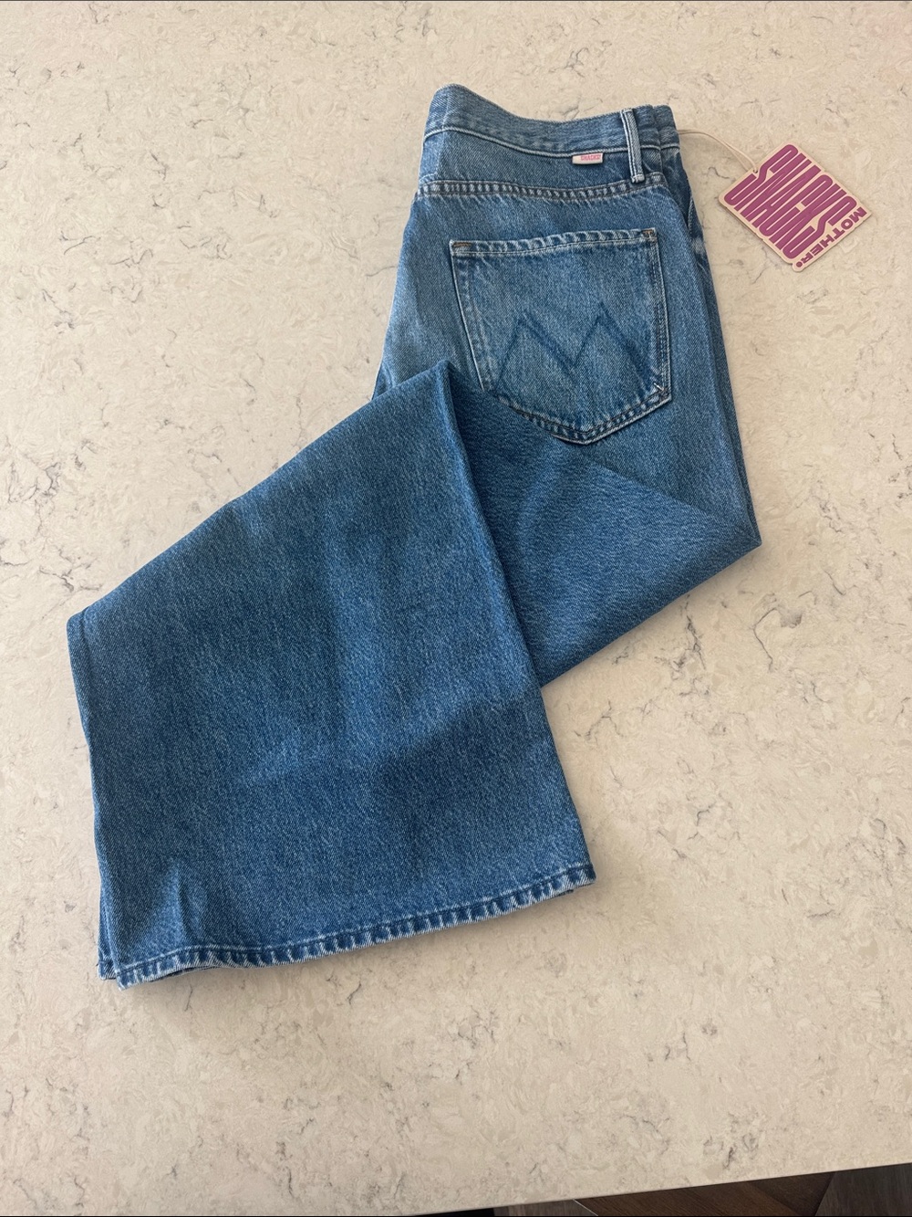 MOTHER SNACKS NWT lemon Twist High-Rise Wide Leg Women’s Jeans - Blue 31